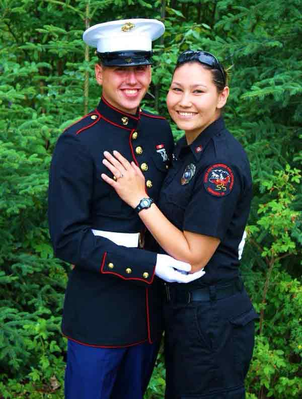 Image of Krin Korth with his marine husband on 1st December 2012