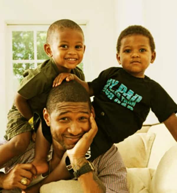 Image of Usher Raymond with his sons Naviyd Ely and Usher Raymond V